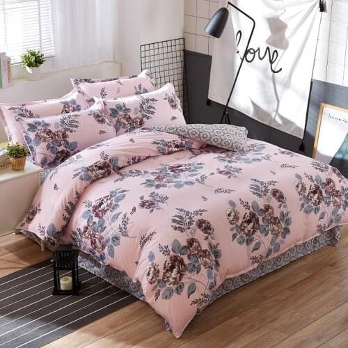 Mylb 3/4pcs new fashion Bed Linen flower Stripe bedding set Home Textile Brief Nordic Bedding Set Duvet Cover Pillowcase Sheet
