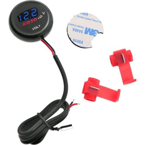 KOSO Mini Voltmeter Gauge Motorcycle Voltage Meter DC6.0-19.9V Digital LED Volt Tester Panel For Yamaha XMAX NMAX Y15 ZR