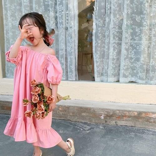 Summer Girls Dress Korean Style Sweet Lotus Leaf Beach Ladys Dress 2021 New Baby Kids Clothes ChildrenS Clothing