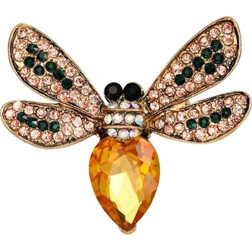 Fashion girl autumn winter coat bird bee brooch dragonfly animal insect alloy rhinestone brooches holiday gift