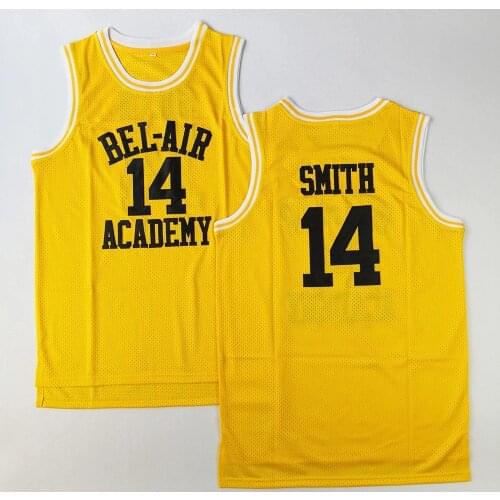 Movie Will Smith NO.14 Bel-Air Academy Basketball Jersey NO.25 Carlton Bank Black Yellow Green Mens T Shirt Vest College Jersey