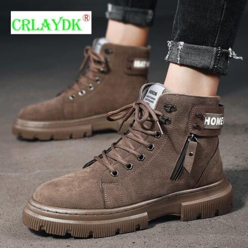 CRLAYDK 2021 Mens Fashion High Top Shoes Work Boots Soft Soled Outdoor Sports Boots Ankle Walking Sneakers Protective Footwear