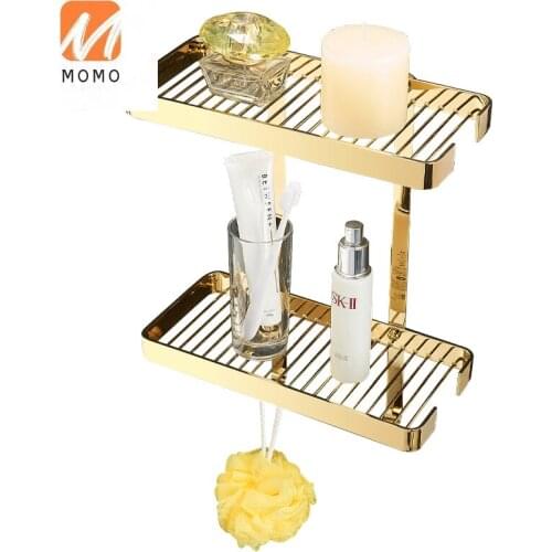 Customizable double brass bathroom shelf