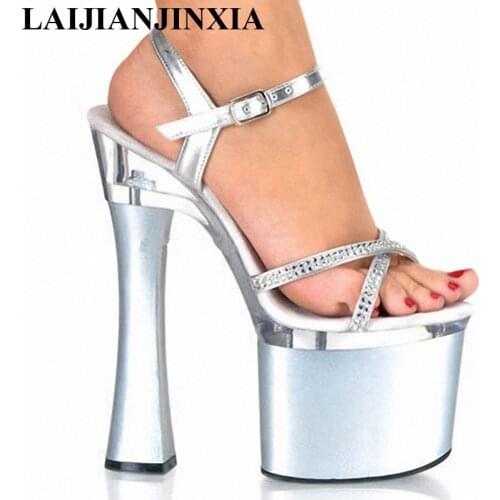 New Summer Pumps 18cm High Heels Sandals Platform Thick Sole platform Sexy Shoes For Women Model Dance Shoes