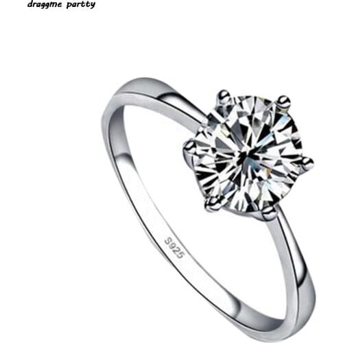 New Classic Simple Design 6 Prong Sparkling Zirconia Forever Wedding Ring Birthday Gift