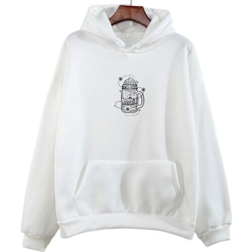 Autumn Winter Korean Sweatshirt Women Skuggnas Creation Line Art Cup Graphic Hoodies Aesthetic Harajuku Top Hoody Sudadera Mujer