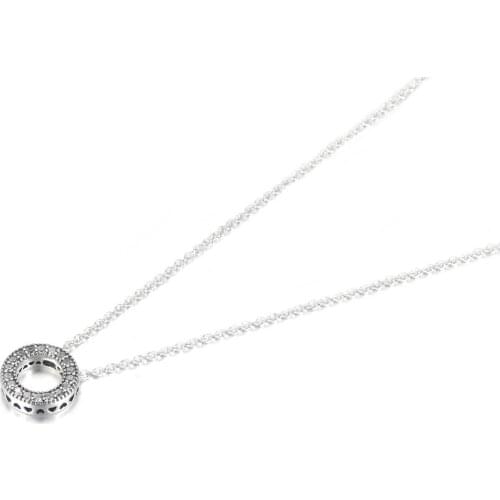 S925 Necklace For Women Pave Circle Necklace Girl Fashhion Choker fit Lady Jewelry