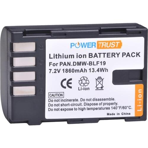 PowerTrust 1x 1860mAh DMW-BLF19 DMW-BLF19E BLF19 BLF19E DMW-BLF19PP Battery for Panasonic Lumix GH3 GH4 GH5 DMC-GH3 GH4 GH5