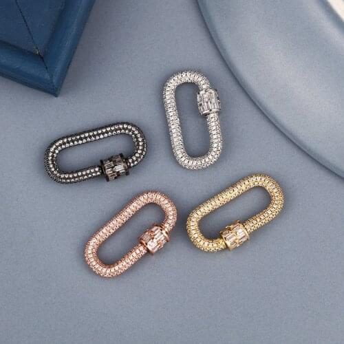 Rectangle Geometric Metal Colored Rhinestone End Connector Jewelry Lobster Clasp Hooks Necklace Key Chain DIY Making Supplies