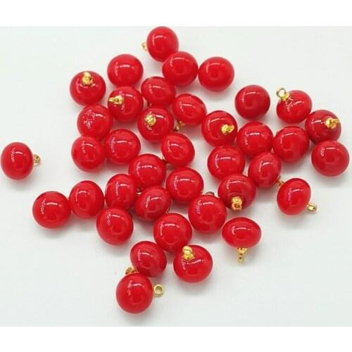 Red Round Pear Buttons For Clothing Chinese Dress Decoration Sweater Shirt Sewing Shank Button Pearl Buttons For Crafts