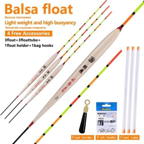 3pcs/lot Popular Balsa Fishing Floats Shallow Water Buoy 1-3# Bite Indicator Bobber Fishing Accessories Tools Tackle Accessories