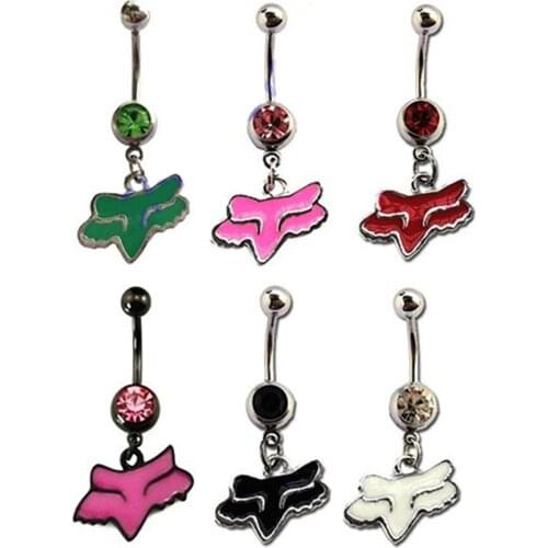 1Pc Fashion Epoxy Fox CZ Crystal Stainless Steel Belly Button Ring Navel Stud Piercing Body Jewelry 14g