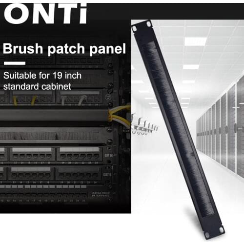 ONTi 1U 19 Inch Rack Mount IT Network Cabinet Brush Panel Bar Slot For Cable Management