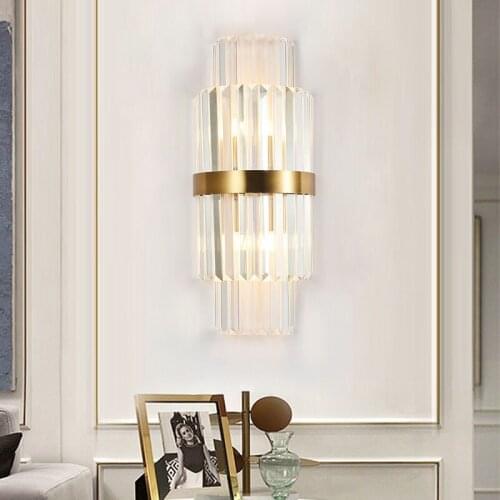 LED wall lamp modern minimalist villa living room bedroom study gold led crystal wall lamp home Indoor lighting decorative lamps
