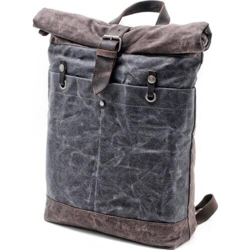VZVA Vintage Canvas Rucksack Backpacks Mens Business Laptop Backpack Durable Travel Working Hiking Backpack School Daypack