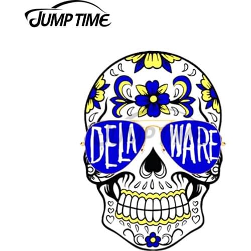 Jump Time 13 x 12cm For DelawareSkull Creative Car Sticker Bumper Window Decal Suitable for All Types of Vehicles