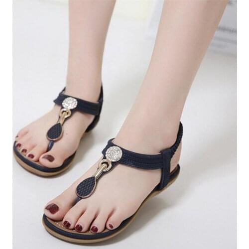 Summer New Bohemia Wedge Women Sandals Rhinestone Woman Flip Flops Vintage Women Shoes Beach