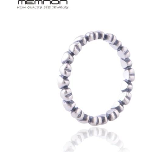 Memnon Vintage Heart To Heart rings silver 925 jewelry hearts Ring 925 Sterling Silver Rings for women anillo fashion Jewelry