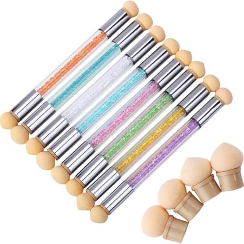 1set Gradient Nail Brush Nail Art Tool 4 Replaceable Nail Silica gel French Manicure Embossing Pen Ombre Acrylic Painting Tools