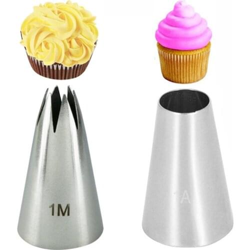 1Set DIY Round Open Star Stainless Steel Icing Piping Nozzle Pastry Tips Flower Chocolate Mold Cake Decorator Baking Tool #1A 1M