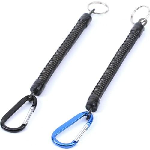 12cm Elastic Retractable Plastic Rope with Buckle Carabiner Fishing Tackle Accessory Camping Fishing Carabiner Secure Lock