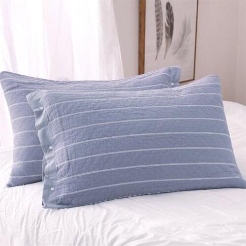 2 Pieces Pillow Case Cover Plaid Color Brief Style Cotton Pillowcases Bedroom Use Pillow Cases 50cmx78cm