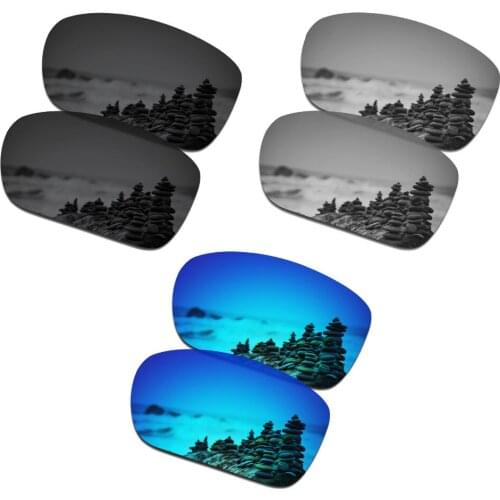 SmartVLT 3 Pairs Polarized Sunglasses Replacement Lenses for Oakley TwoFace Stealth Black and Silver Titanium and Ice Blue