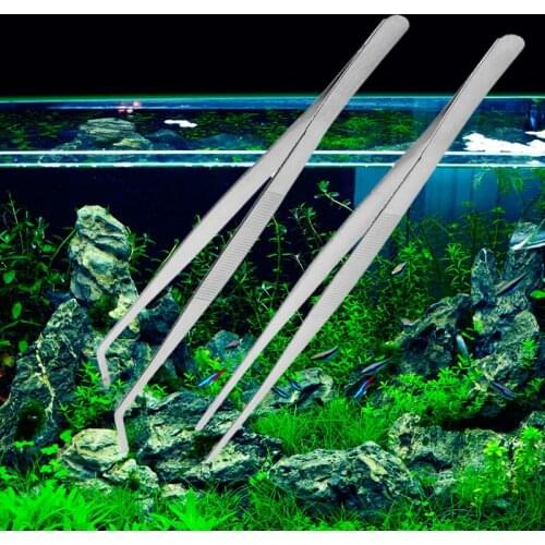 30CM Aquarium Straight Elbow Stainless Steel Live Plant Tank Tweezer Plier Tool