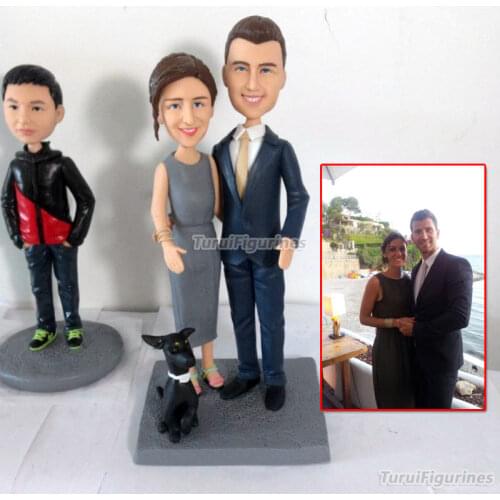 46 OOAK handmade 100% polymer clay dolls from your pictures custom unique gifts for couple with dog cat face figura sculpture