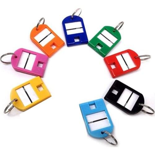 8Pcs Multicolored Plastic Key Tags with Split Ring Label Window ID Name Keychain 066C