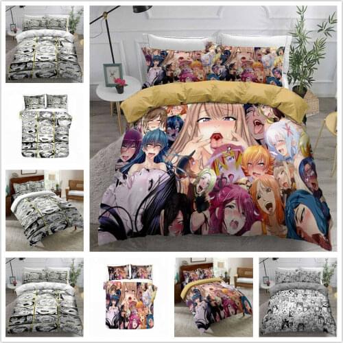 Ahegao Anime Face Home Textile Pillow Case 3D Bed Linen Duvet Covers Comforter Bedding Sets Bed Set Home Decor Bedding