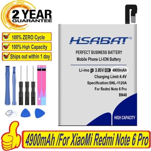Top Brand 100% New 4900mAh BN48 Battery for XiaoMi Redmi Note 6 Pro Batteries + free gfit