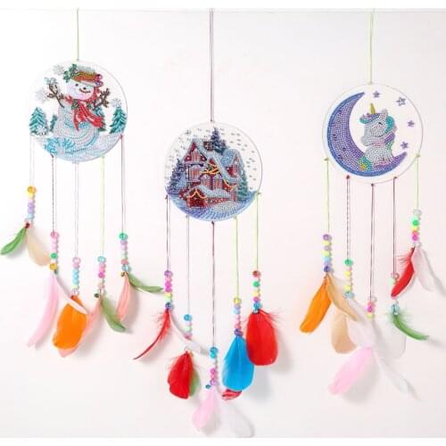 DIY Diamond Painting Wind Chimes Dreamcatcher Special Shaped Diamond Embroidery Animal Flower Christmas Home Decoration Gift