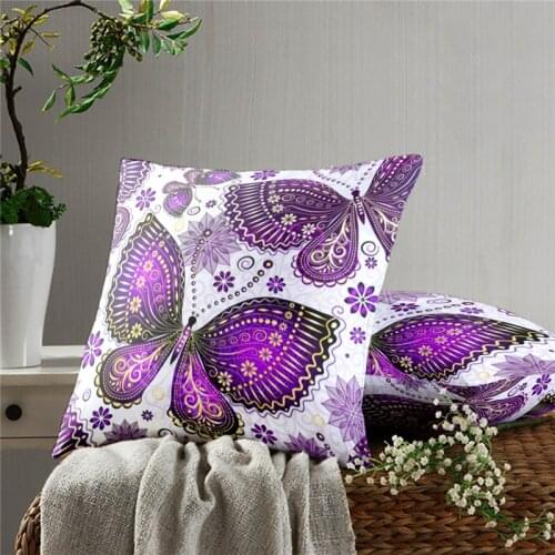 Purple Butterfly Pillow Case Decoration Sofa Cushion Pillow Case Bed Pillow Case Home Decoration Car Pillow Case