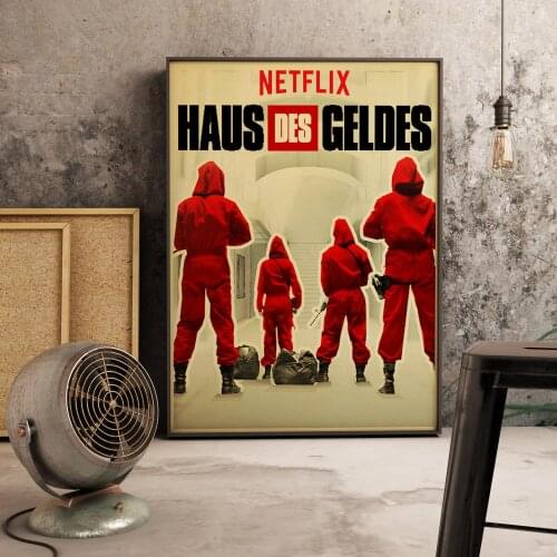 Spanish suspense movie La casa de papel retro style Canvas poster banknote house wall art Room Home decoration posters