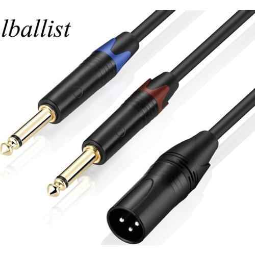 Lballist XLR Male to Dual 1/4" TS 6.35mm Mono Y Splitter Cable Foil+Braided Shielded For Mixer