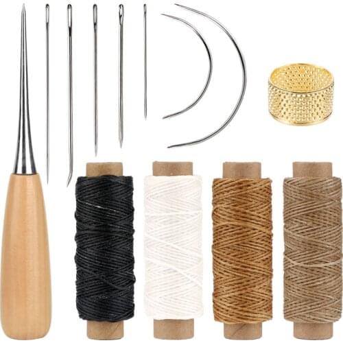 KAOBUY Leather Sewing Tool With Large-Eye Stitching Needles, Waxed Thread, Leather Sewing Tools For DIY Leather Craft