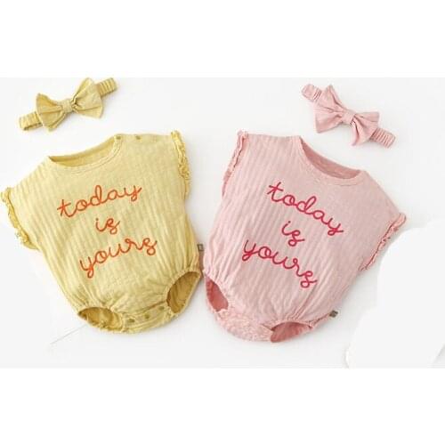 2020 Summer Girls Baby Bodysuits and Headwear Infant Clothes