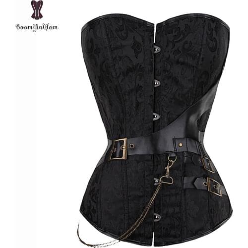 Fashion design 2 colors choice waist trainer brocade gothic corselet sexy bustier steampunk corset plus size s-6xl 907