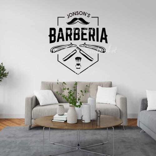 Cartoon Custom Name Barbershop Home Decoration Accessories For Kids Rooms Home Decor Decal Creative Stickers