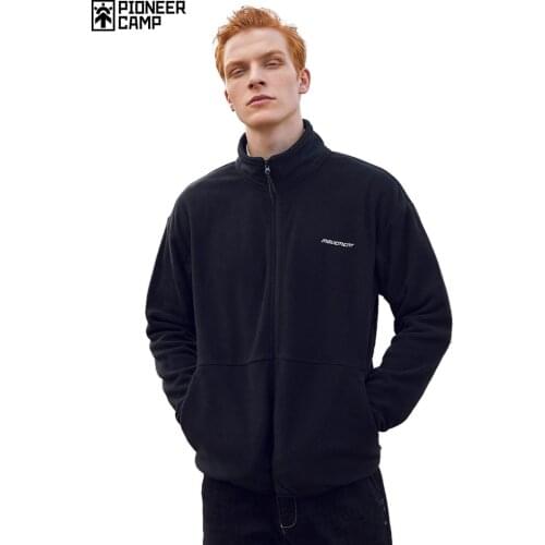 Pioneer Camp Warm Fleece Jacket Coats for Men Streetwear Causal Zipper Black Purple Color Mens Winter Coats AJK908192