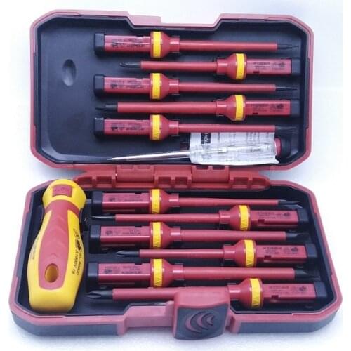 New 14Pcs/set VDE Insulated Screwdrivers 1000V Electrician Dedicated High Voltage Resistant Test pencil Phillips Torx bit