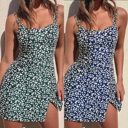 New Casual Womens Dress West foreign trade new speed sell through sexy strap broken beautiful summer short skirt Sleeveless