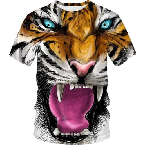New Men T-Shirts 3D Printed Animal Tiger T Shirt Short Sleeve Cool Funny Design Casual Summer Tops Tees Male Halloween Clothes