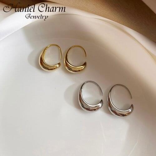 New 18k gold 925 Sterling Silver Stud Earrings for Women French Trendy Gold Plated C Shape Earring Bride Jewelry Prevent Allergy