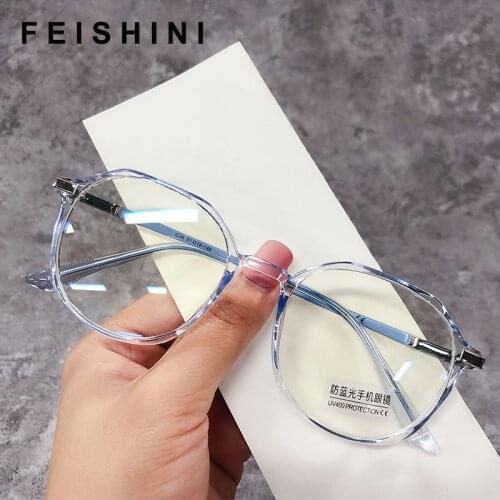 Feishini Computer Prescription Glasses Women Rays Radiation Eyeglasses Frames Plastic Titanium Anti Blue Light Blocking Glasses