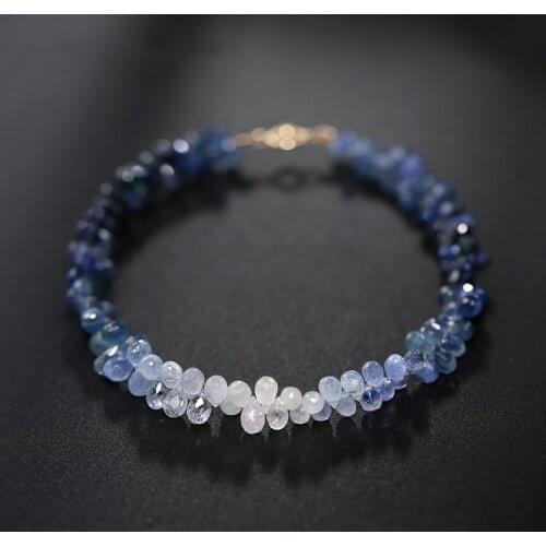 DAIMI Faceted Sapphire Bracelet Female Yellow 18K Gold Drop Shaped Colorful Jewelry Genuine For Girlfriend