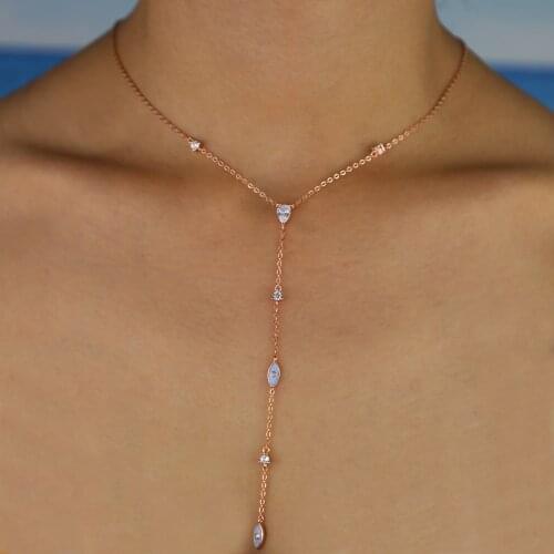 Cute lovely eye white cz charm link chain long Y lariat women sexy necklaces jewelry enamel evil eye necklace