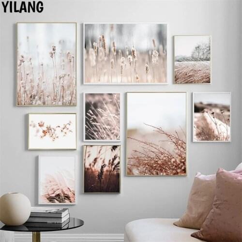 Pastoral Scenery Picture Grass Flower Plant Poster Landscape Wall Art Canvas Painting Nordic Modern Print For Living Room Design