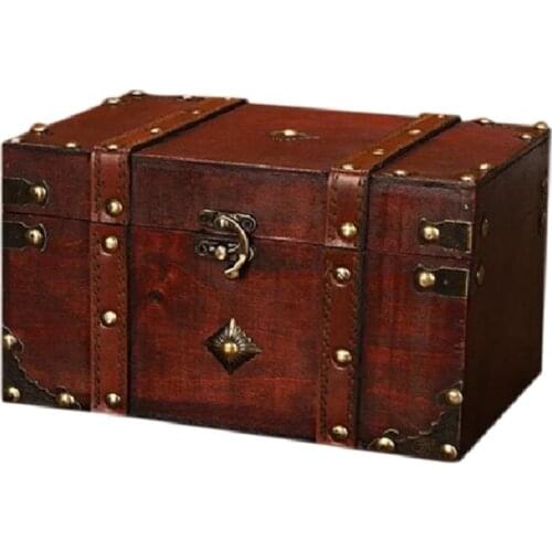 Retro Treasure Chest Vintage Wooden Storage Box Antique Style Jewelry Organizer for Jewelry Box Trinket Box